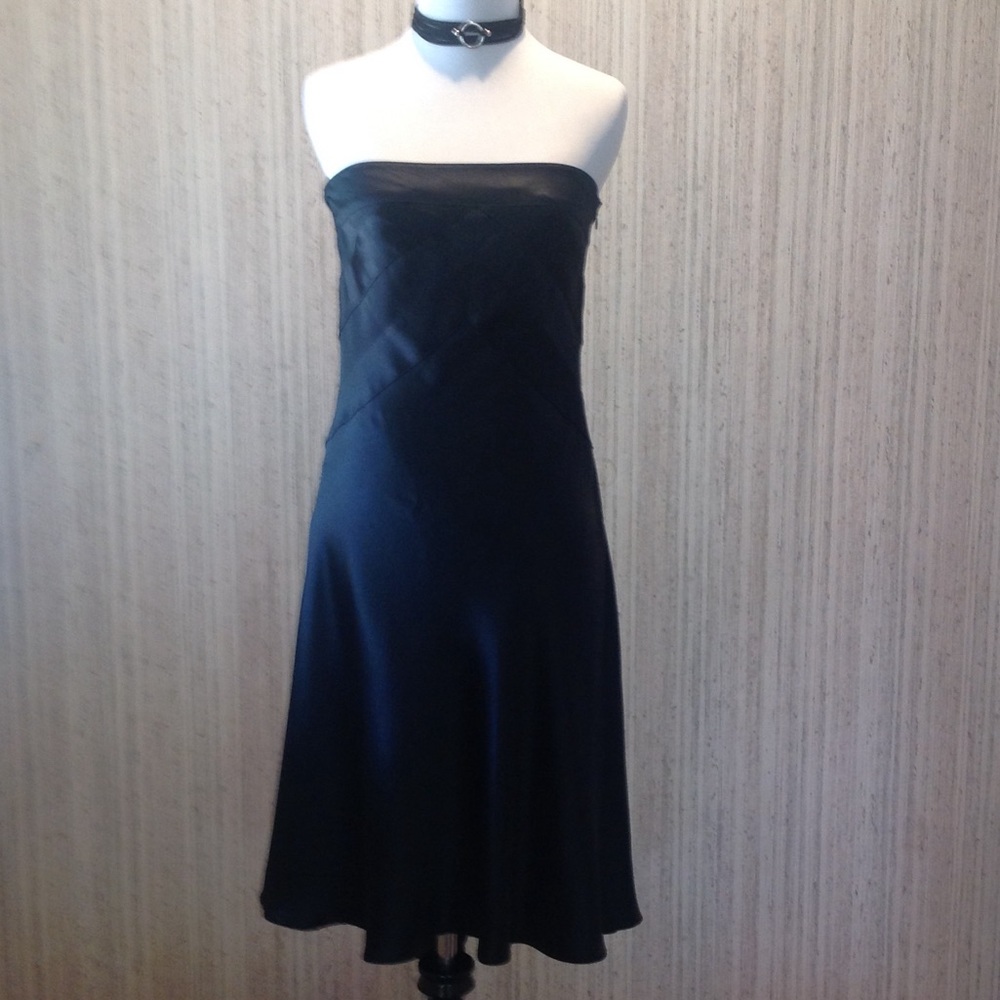 STRAPLESS 100% SILK EVENING DRESS - Picture 2 of 9